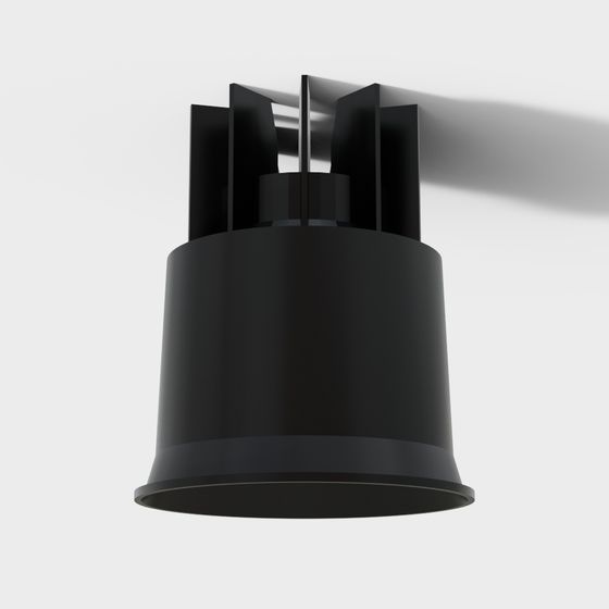Modern Embedded Spotlight 3D Model in Black