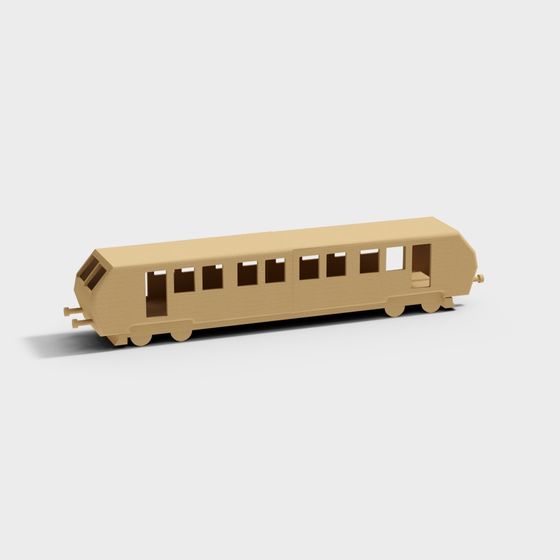 Low-Polygon Vintage Train Car 3D model