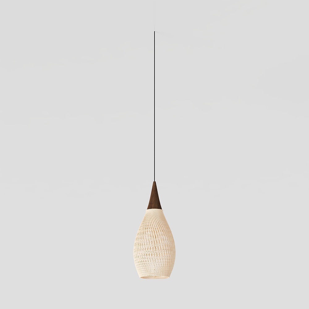 Woven Bulb Pendant Light 3D Model – Low-Poly Natural Design