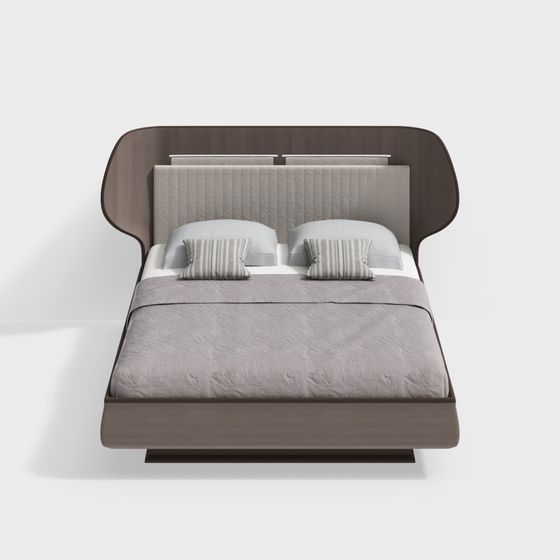 Stylish Curved Bed 3D model for Modern Interiors