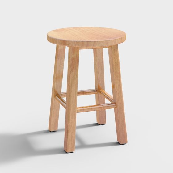 Stylish Low-Poly Round Stool 3D model