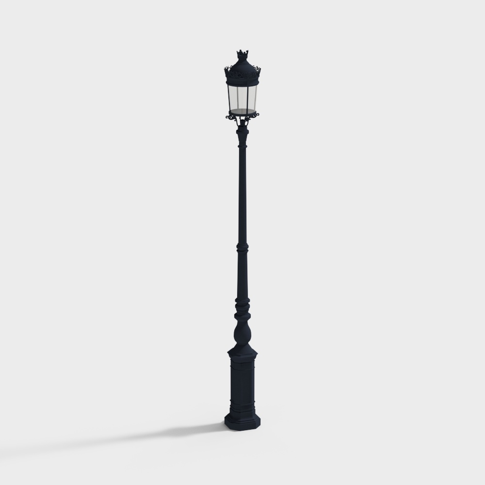 Vintage Street Lamp 3D Model – Low Polygon Black Metal