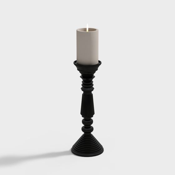 Elegant Low Poly Candle Holder 3D model