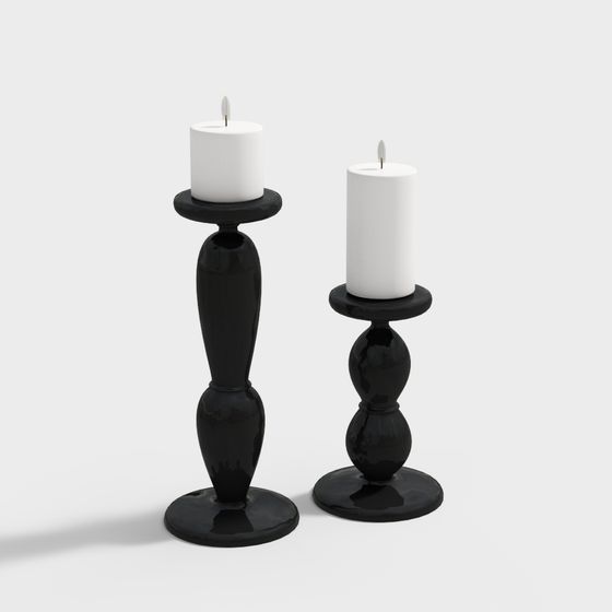 Contemporary Low Polygon Candle Holder Set 3D model