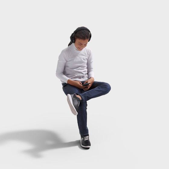 Music-Loving Girl 3D model for Creative Projects