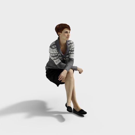Elegant Low-Poly Female Character 3D Model