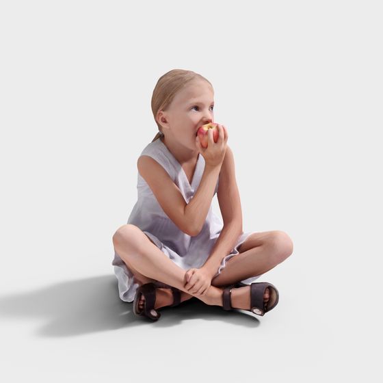 Whimsical Apple Girl 3D model