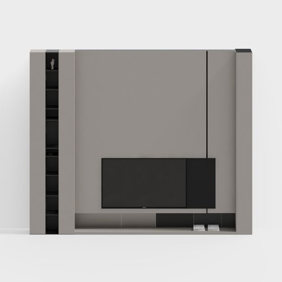 Modern Minimalist TV Floating Background Wall 3D Model
