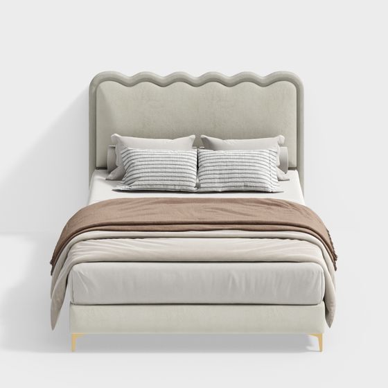 Elegant 3D Bed Model for Modern Interiors