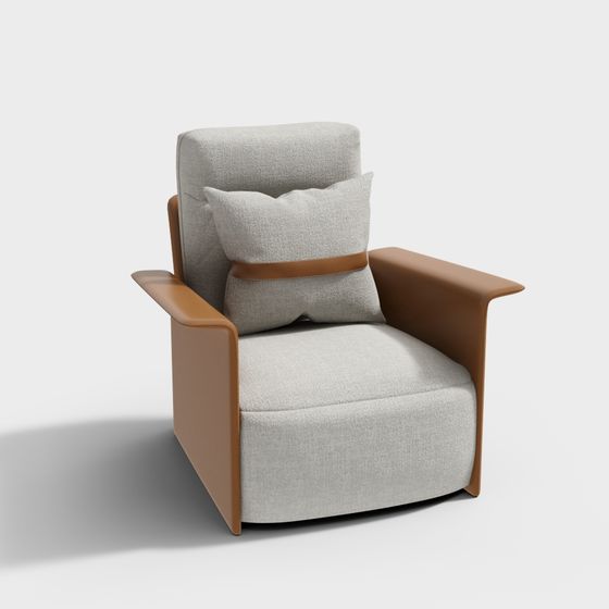 Elegant Grey Comfortable Lounge Chair 3D model