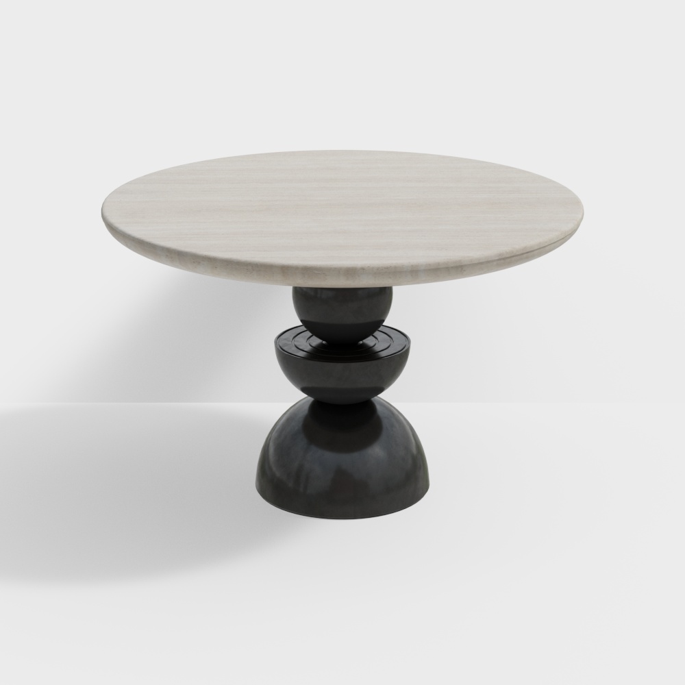Minimalist Round Table 3D Model – Wood Grain Surface