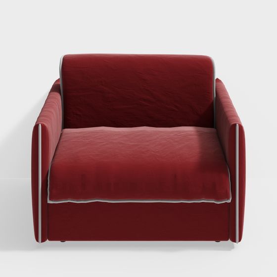 Low-Poly Red Armchair 3D Model