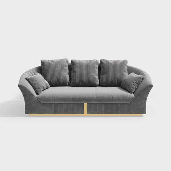 Elegant Upholstered Sofa 3D Model for Modern Interiors