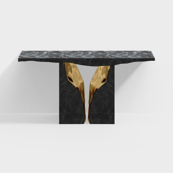 Elegant Marble & Gold Wing Table 3D model