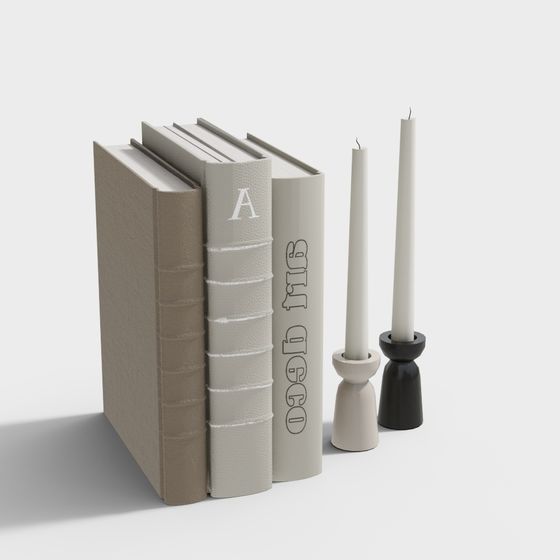 Minimalist Book and Candle Holder 3D model