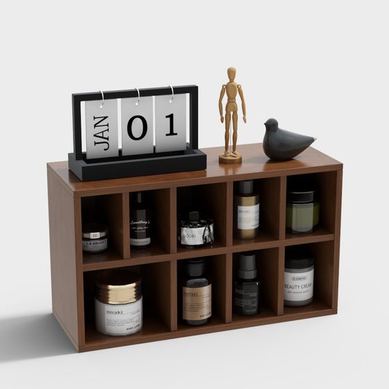 Low-Polygon Wooden Storage Cabinet 3D model