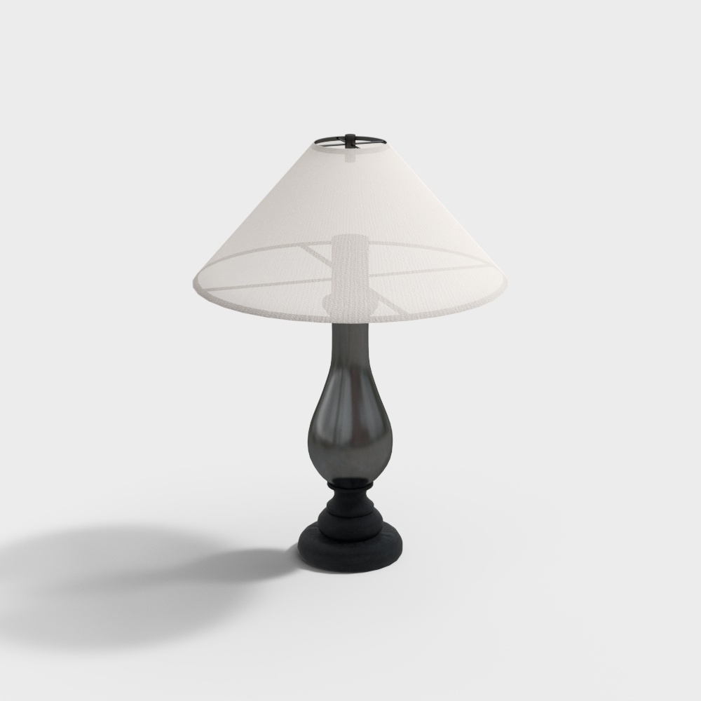 Stylish Low-Polygon Table Lamp 3D Model – Black Metal Base