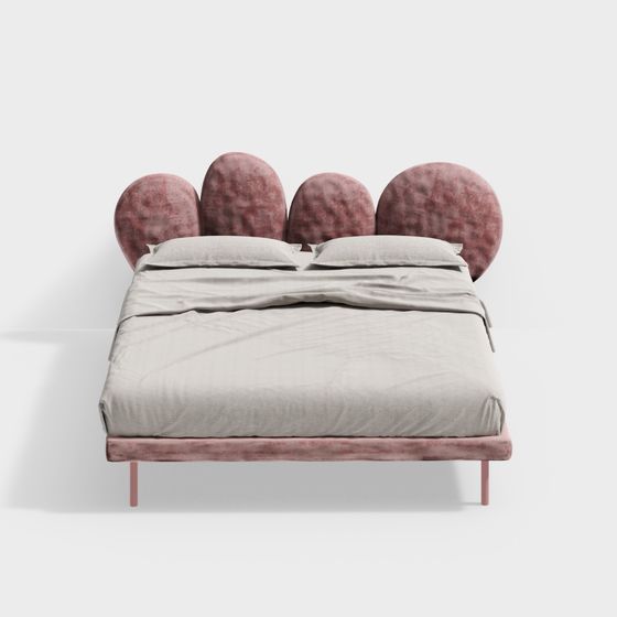 Elegant Pink 3D Model Bed for Contemporary Homes