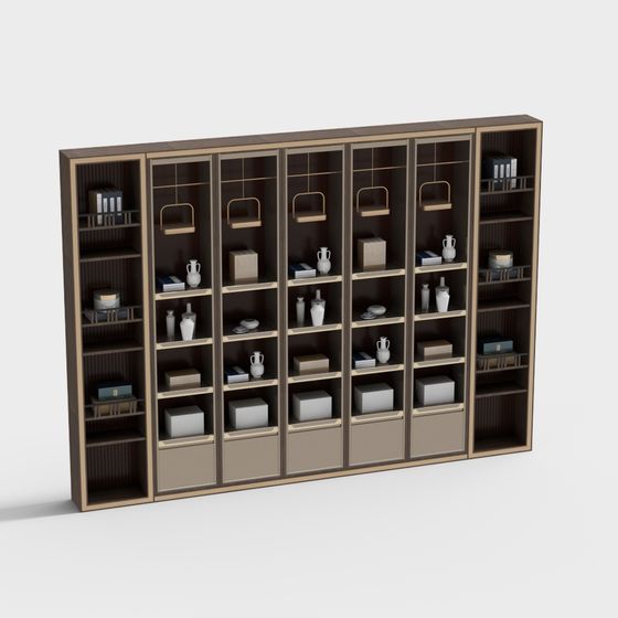 Elegant Low-Poly Bookshelf 3D model