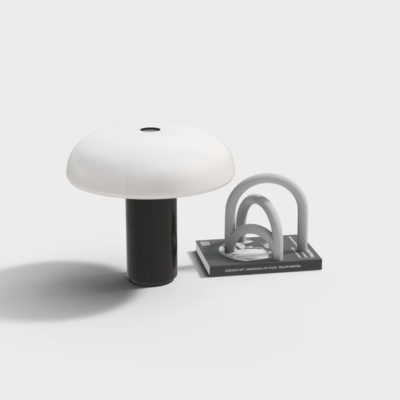 Mushroom Lamp and Bookshelf 3D model
