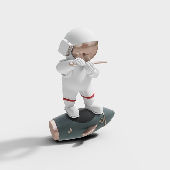 Futuristic Astronaut with Flute 3D model