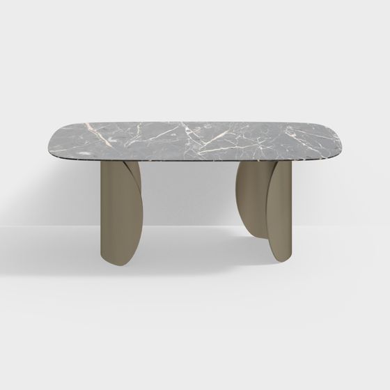 Minimalist Marble Coffee Table 3D Model – Gray Veined Texture