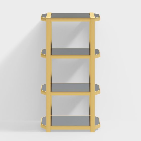 Gold Hexagonal Bookshelf 3D model