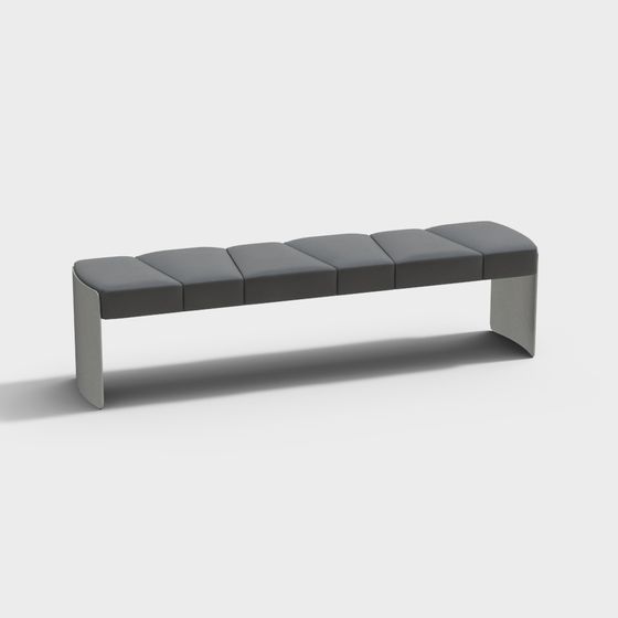 Sleek Minimalist Bench 3D model for Urban Spaces