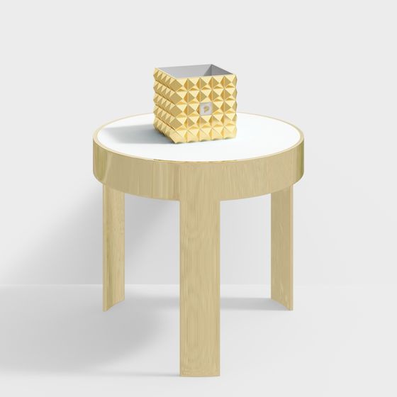Stylish Round Table with Geometric Decor Box 3D model