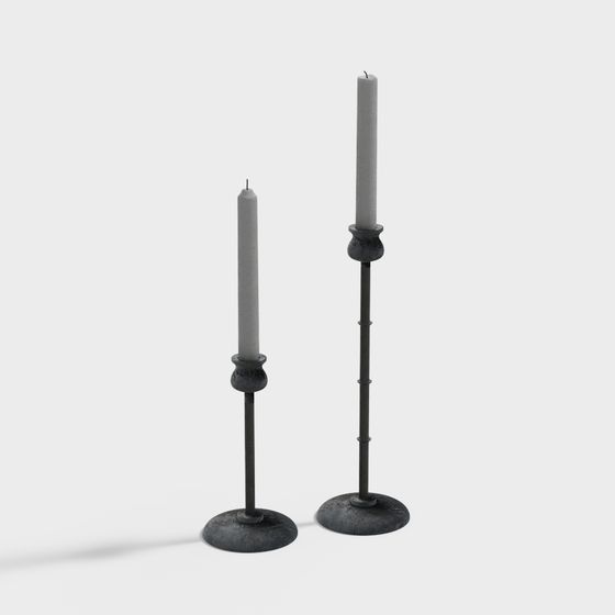 Stylish Low-Polygon Candle Holder Set 3D model