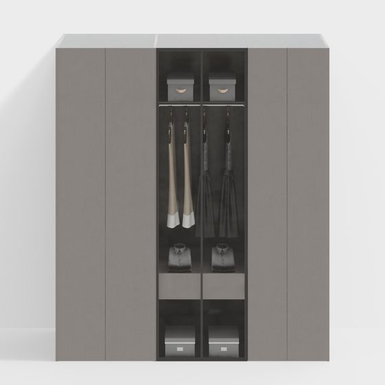 Stylish Low-Poly Wardrobe 3D model for Creative Spaces