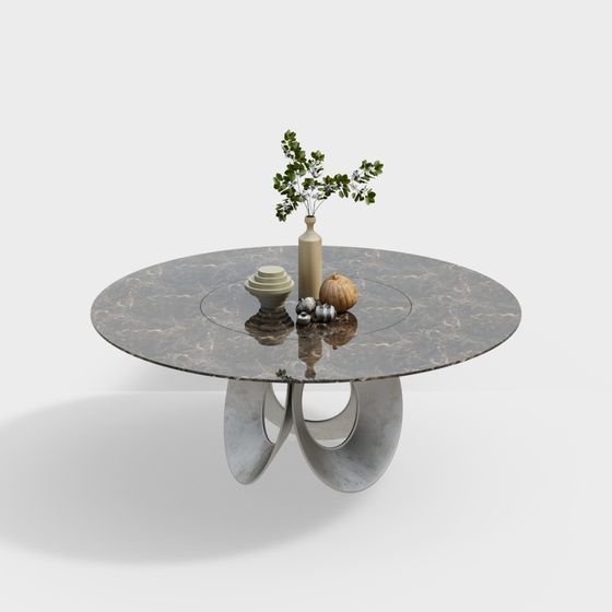 Streamlined Marble Dining Table 3D model