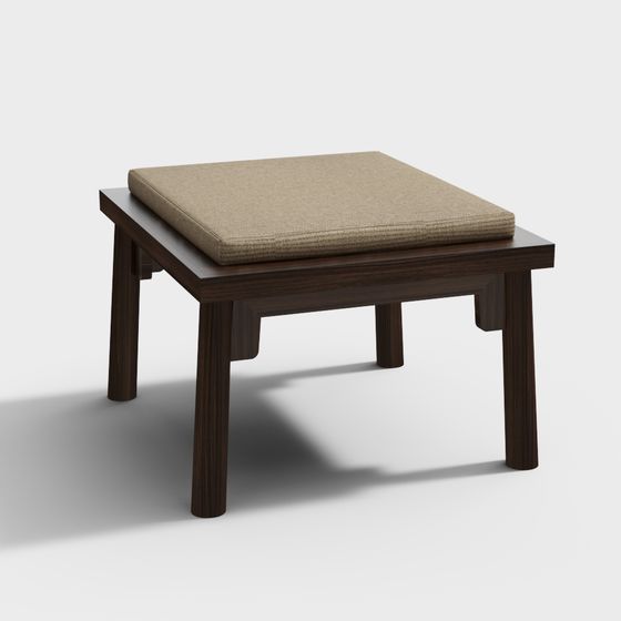 Square Wooden Stool 3D model for Modern Interiors
