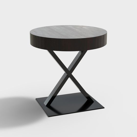 Cross-Leg Round Table 3D Model