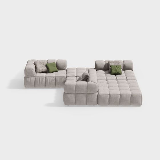Stylish Low-Poly Sofa 3D model for Modern Interiors