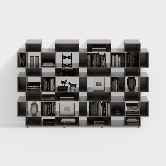 Stylish Low-Polygon Bookshelf 3D model for Modern Interiors