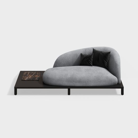 Stylish Low-Poly Curved Sofa 3D model for Contemporary Interiors