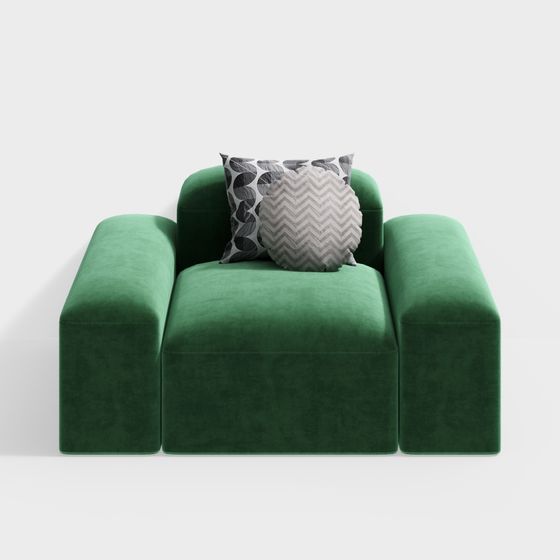 Modular Velvet Sofa 3D model for Modern Interiors