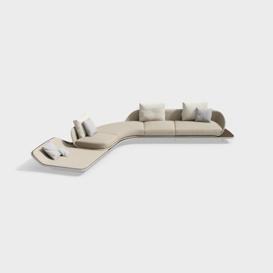 Stylish Curved Sofa 3D model for Modern Interiors