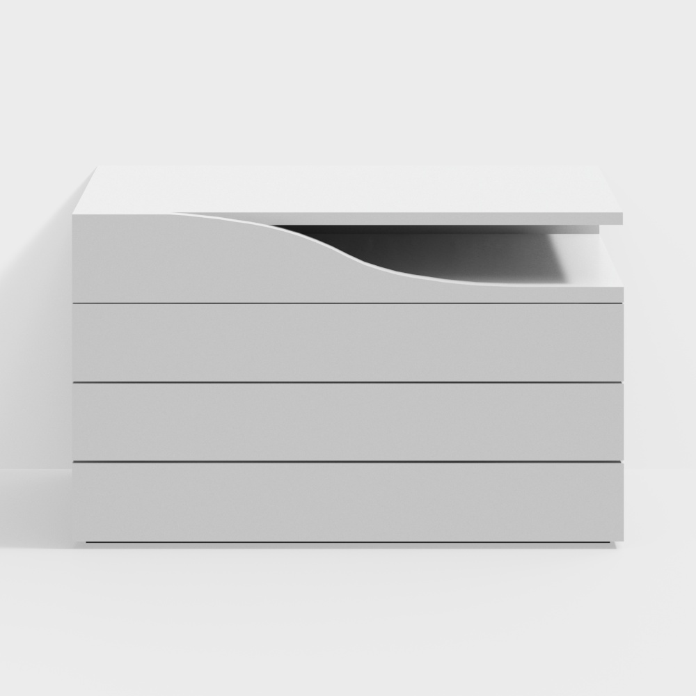 Sleek Streamlined Drawer Cabinet 3D model