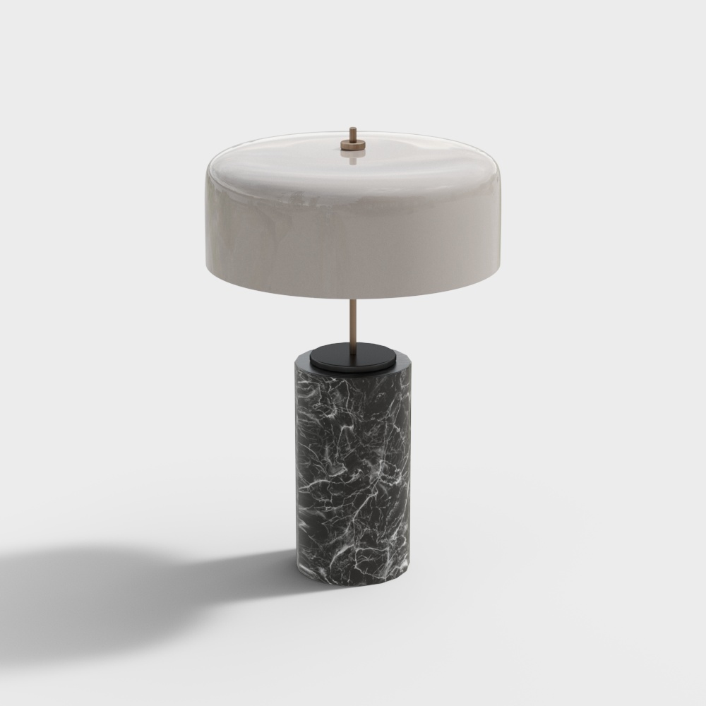 Modern Minimalist Lamp 3D Model – Marble & Metal Design