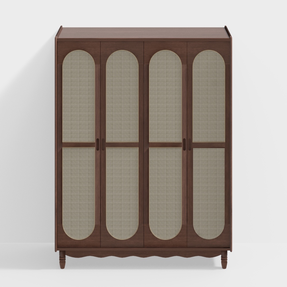 Vintage Style Storage Cabinet 3D Model – Wooden Frame