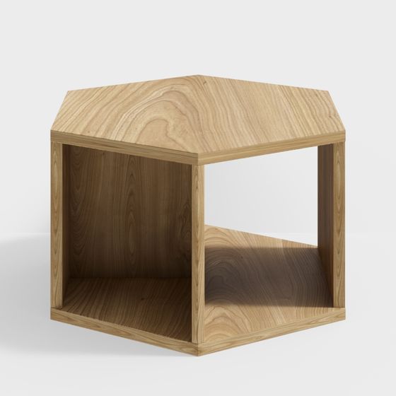 Wooden Hexagonal Storage Cabinet 3D model