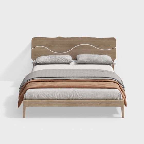 Elegant Low-Poly Bed 3D model for Modern Interiors