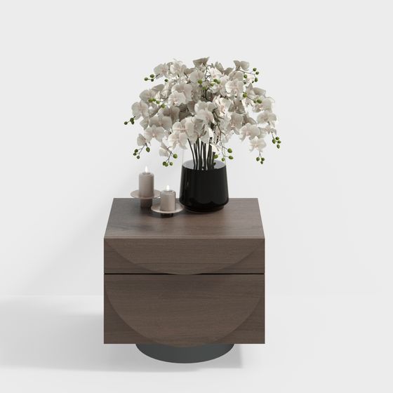 Stylish Nightstand with Orchid 3D model for Modern Interiors