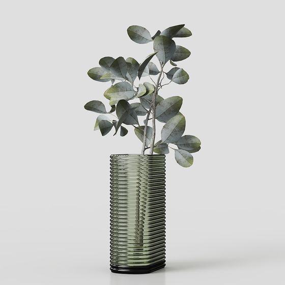 Glass Vase with Eucalyptus 3D model