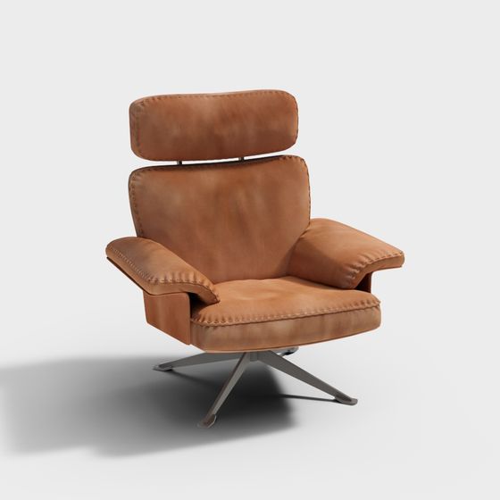 Elegant Leather Lounge Chair 3D model for Modern Interiors