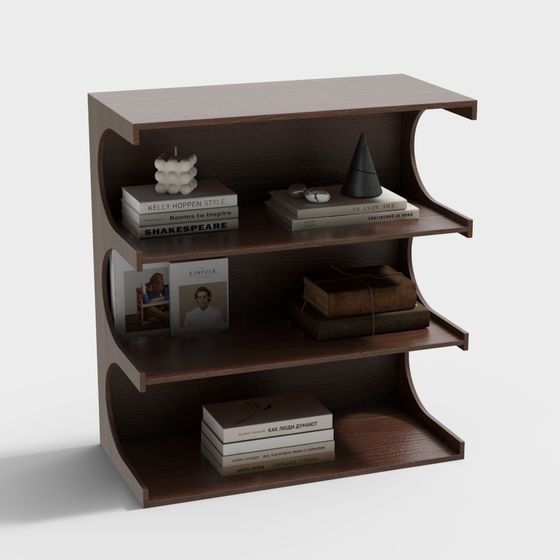Elegant Low-Poly Bookshelf 3D model for Modern Interiors