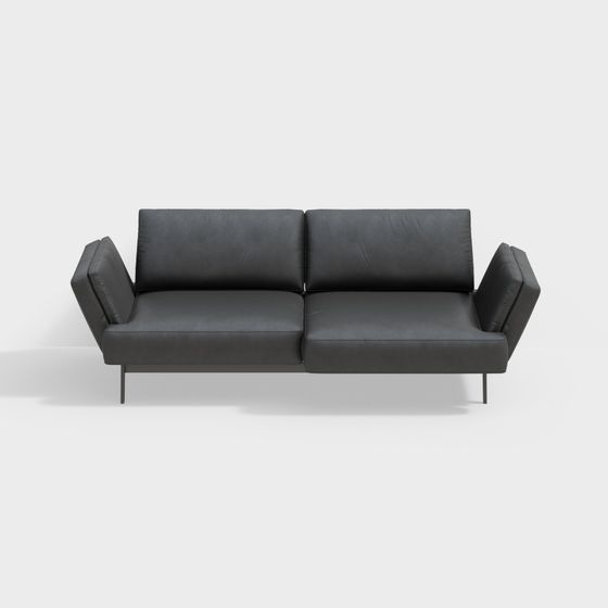 Modern Low Polygon Black Leather Sofa 3D model