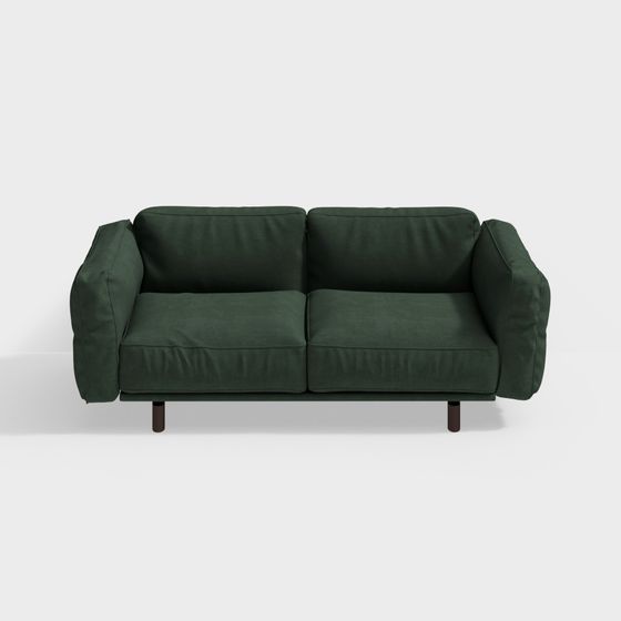 Stylish Low-Polygon Green Sofa 3D model